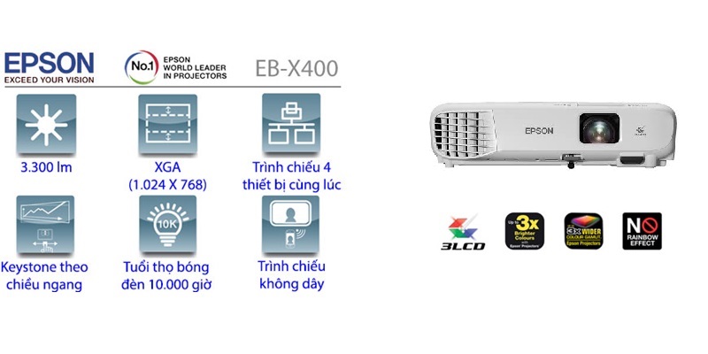 Epson EB-X400 được trang bị nhiều tính năng và công nghệ hiện đại 