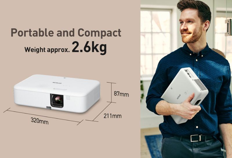 Máy chiếu Epson CO-FH02 có thể dễ dàng di chuyển nhờ có kích thước nhỏ gọn