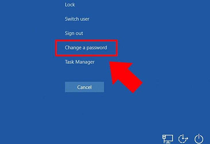 Thay đổi mật khẩu thông qua tổ hợp phím Ctrl + Alt + Delete