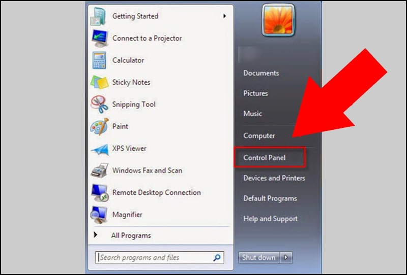Thay đổi mật khẩu bằng Control Panel