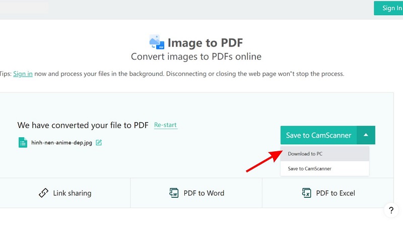 Cách chuyển đổi ảnh sang PDF bằng Camscanner