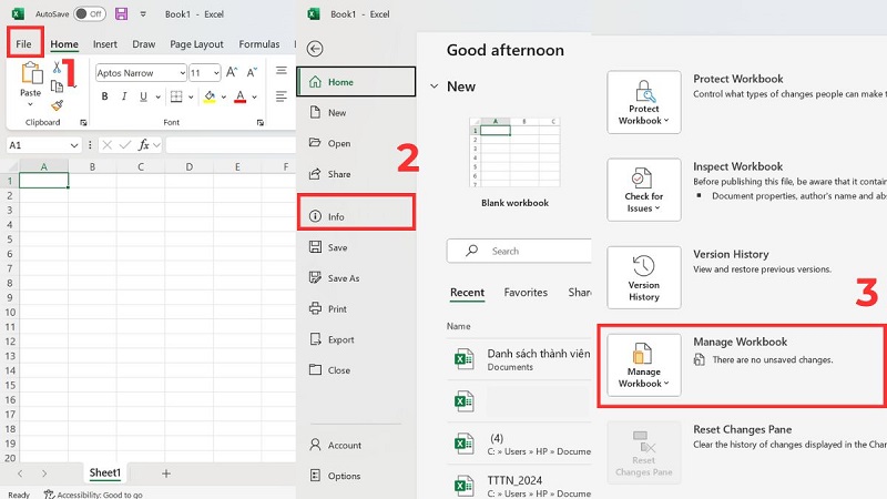 Hướng dẫn khôi phục file Excel chưa lưu 