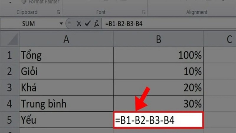 Excel tính sai kết quả do sai công thức tính toán