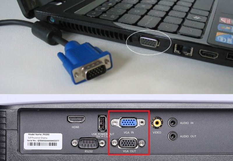 Kết nối với máy chiếu bằng cáp VGA nhanh chóng 