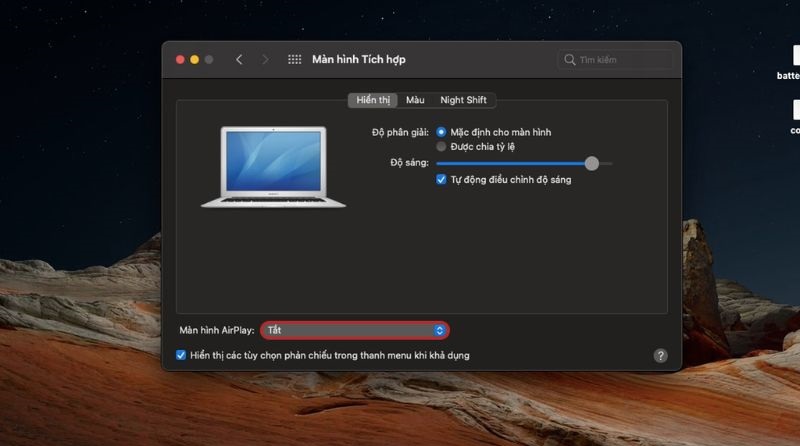  Kết nối với máy chiếu qua Airplay (Đối với Macbook)