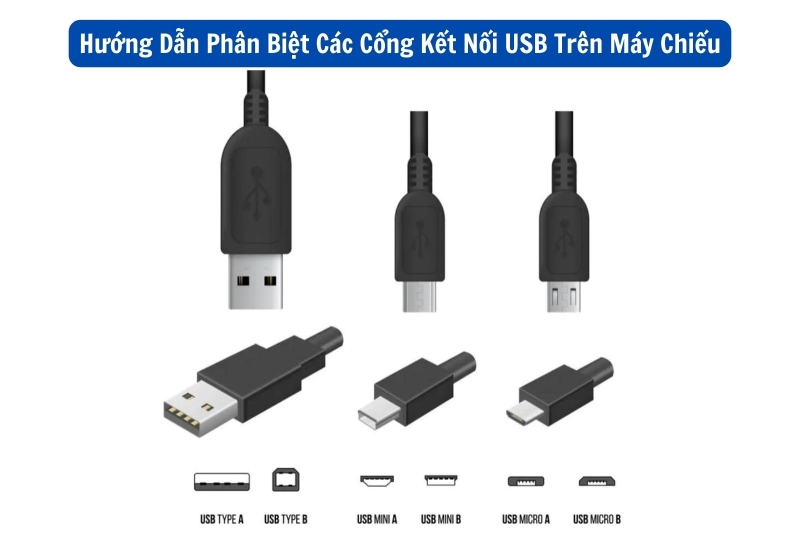 các cổng kết nối USB trên máy chiếu