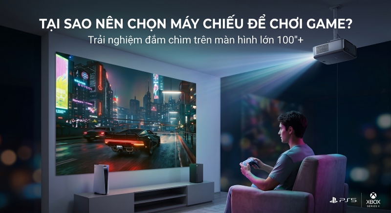 Máy chiếu có khả năng tạo ra màn hình kích thước từ 100 inch đến hơn 150 inch