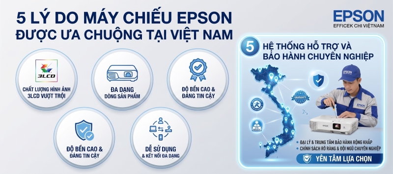 Epson có chính sách bảo hành rõ ràng và đội ngũ kỹ thuật chuyên nghiệp