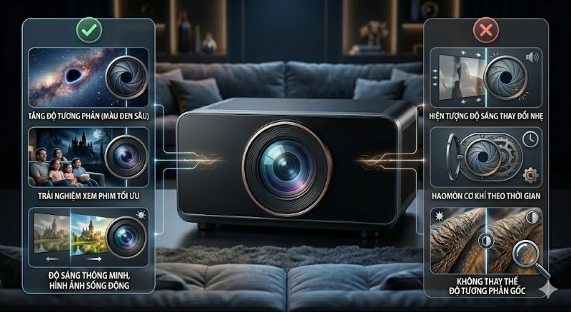 Công Nghệ Dynamic Iris Trên Các Dòng Máy Chiếu Mới Là Gì? Ưu và nhược điểm của công nghệ Dynamic Iris