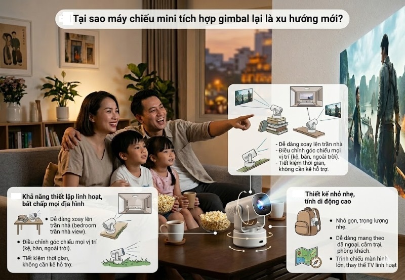 Máy chiếu mini là thiết bị tiện lợi và phù hợp với nhu cầu giải trí