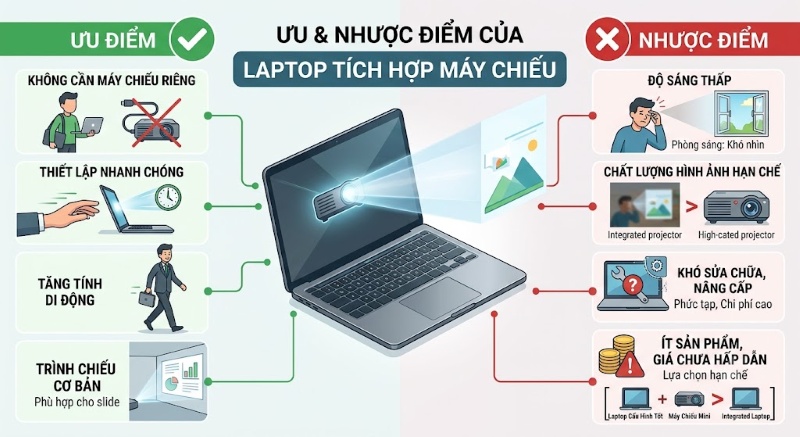Máy Tính Tích Hợp Máy Chiếu: Có Hay Không? Ưu điểm và nhược điểm của máy tính tích hợp máy chiếu